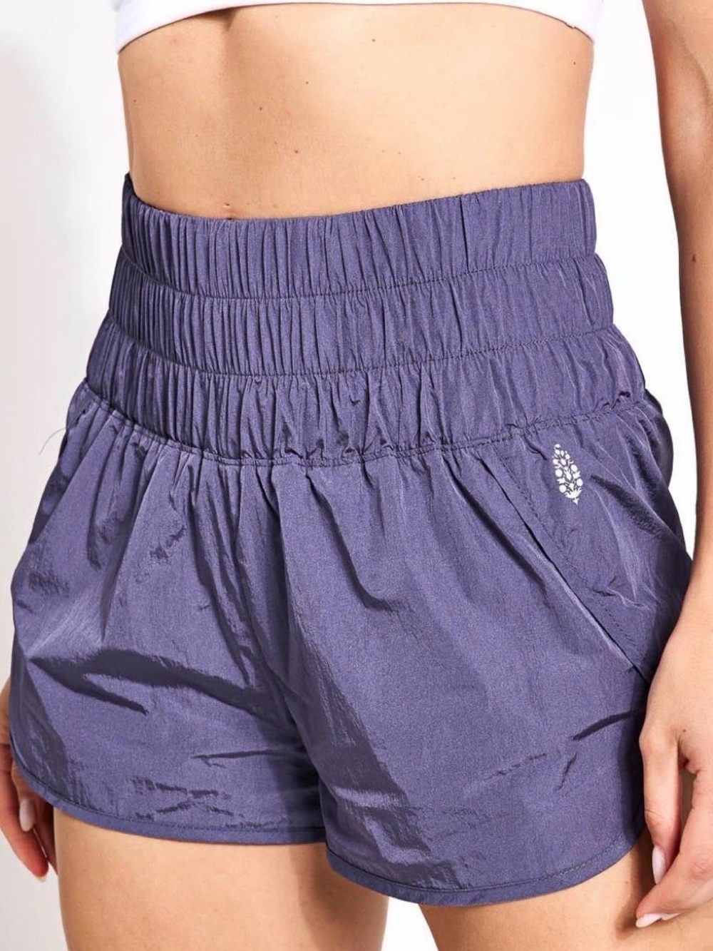 Free people Women’s High-Waist Smocked Drawstring Shorts - purple